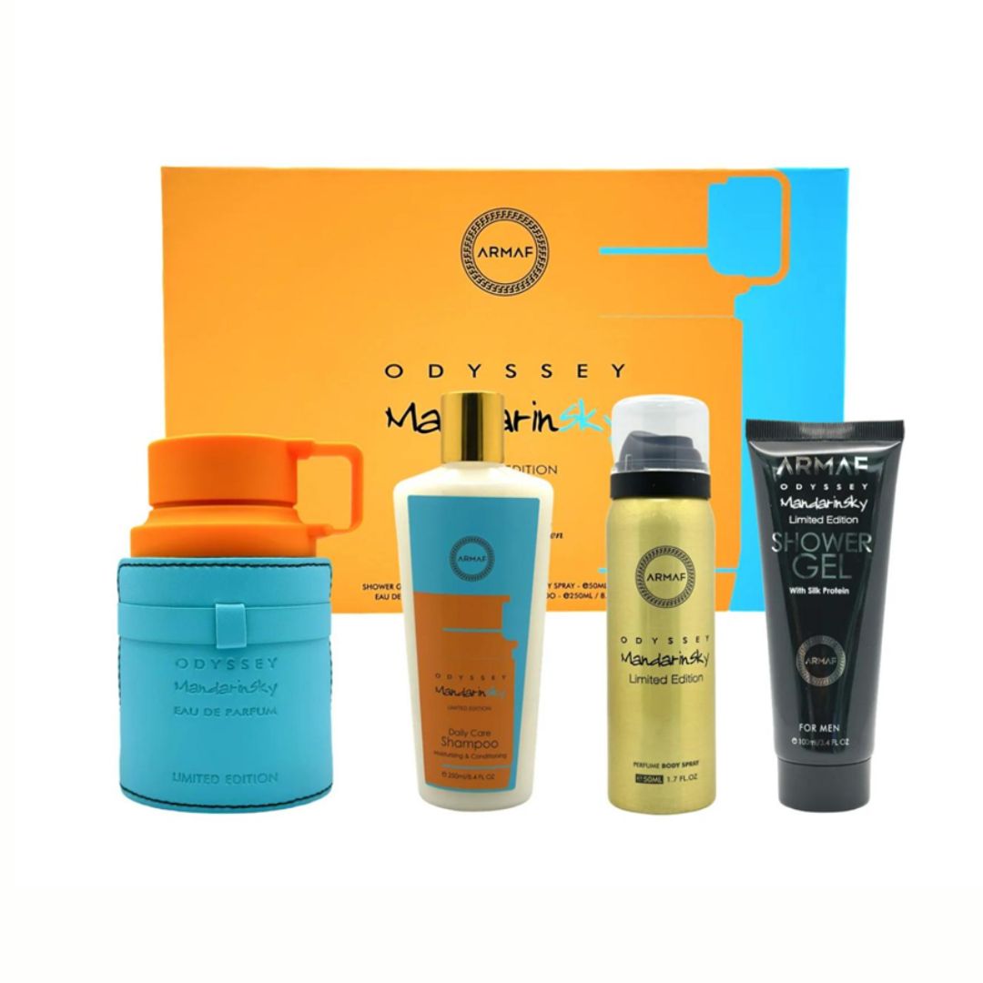 Set Odyssey Mandarin Sky de Armaf 100ML + Gel + Desodorante + Body Spray – Regalo Perfecto | Edición Completa
