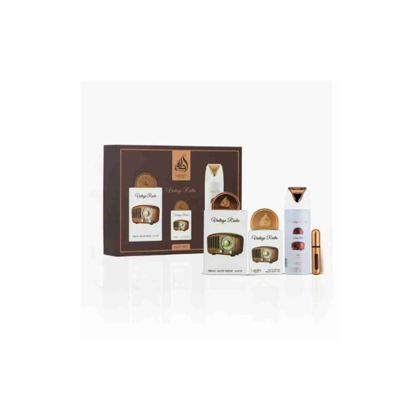 Vintage Radio Lattafa Pride Gift Set – Perfume Unisex Oriental Amaderado | 100ML + Spray 200ML + Mini 20ML