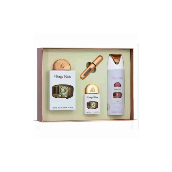 Vintage Radio Lattafa Pride Gift Set – Perfume Unisex Oriental Amaderado | 100ML + Spray 200ML + Mini 20ML
