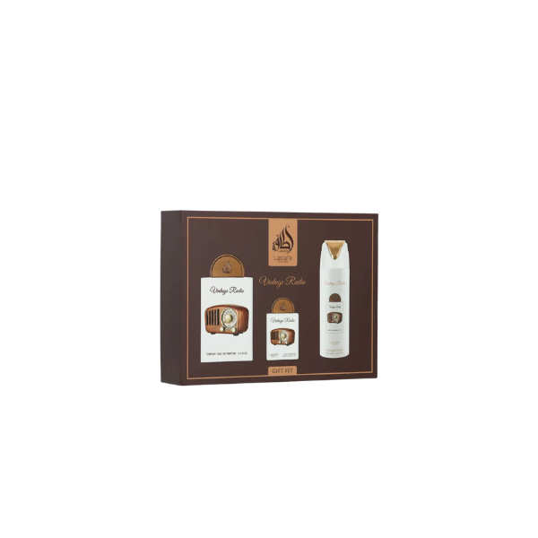 Vintage Radio Lattafa Pride Gift Set – Perfume Unisex Oriental Amaderado | 100ML + Spray 200ML + Mini 20ML