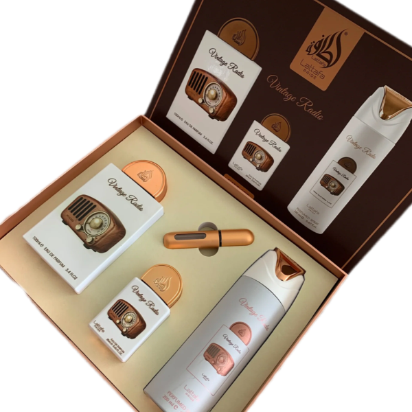 Vintage Radio Lattafa Pride Gift Set – Perfume Unisex Oriental Amaderado | 100ML + Spray 200ML + Mini 20ML
