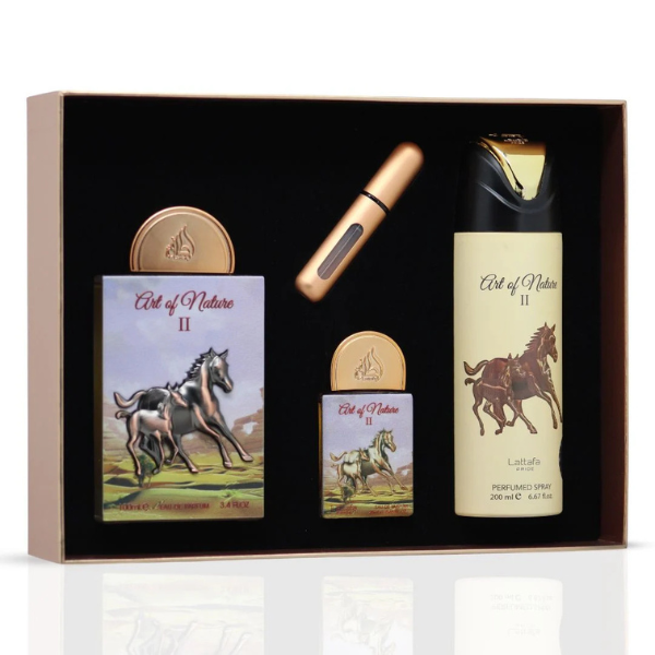 Pack Art Of Nature II Lattafa – Perfume Unisex 100ML + Mini 20ML + Desodorante 200ML | Set Completo