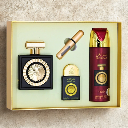 Pack Nebras Gift Set Lattafa Pride – Estuche de Lujo con Eau de Parfum, Body Spray y Miniatura