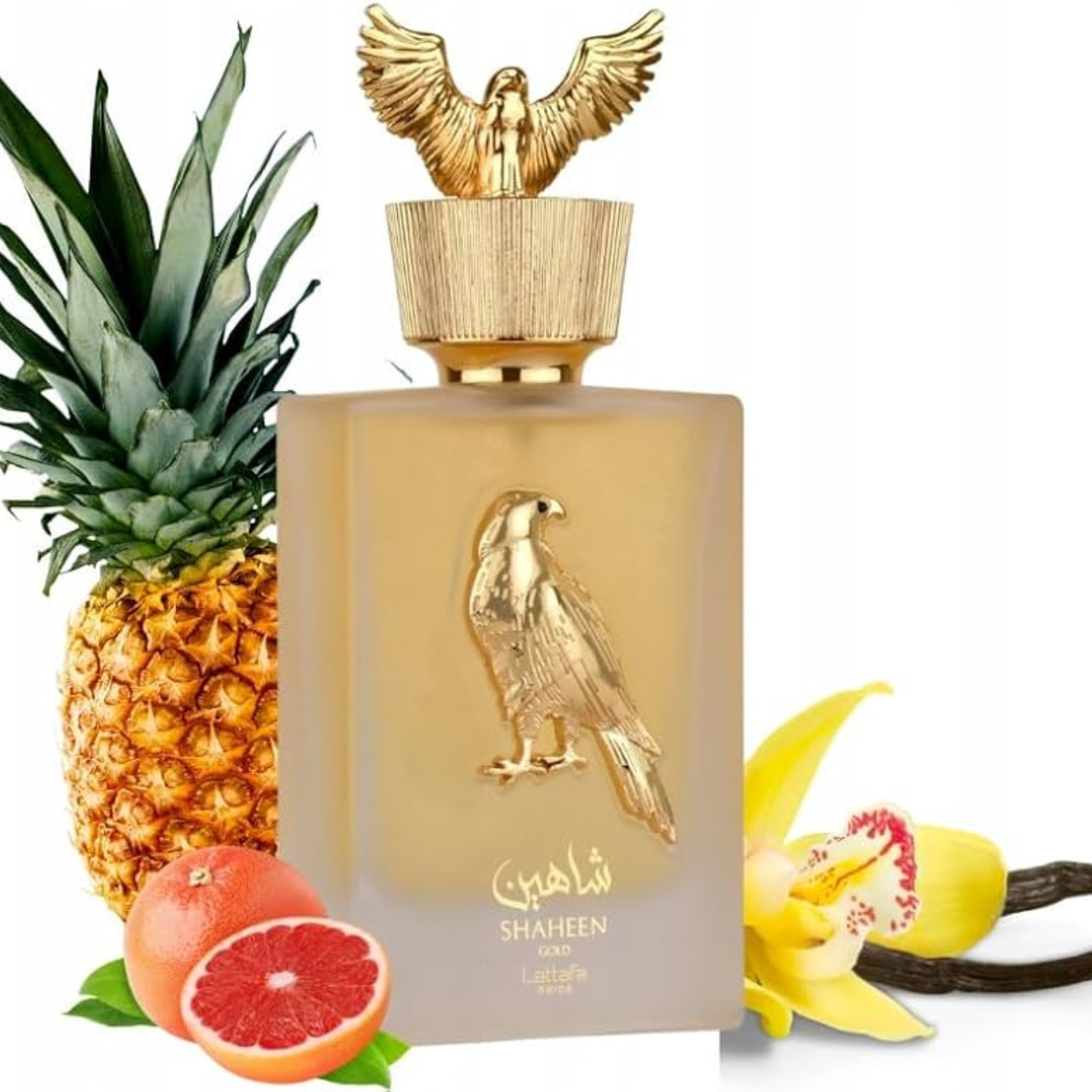 Lattafa Shaheen Gold 100 ml - Premium Arabic Perfume with Notes of Pineapple, Lavender and Patchouli
