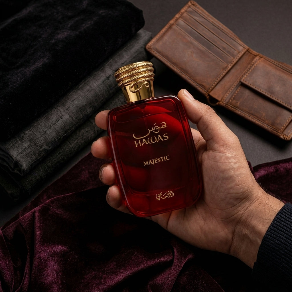 Hawas Majestic Rasasi 100ML – Eau de Parfum Unisex | Azafrán, Ámbar Gris y Maderas