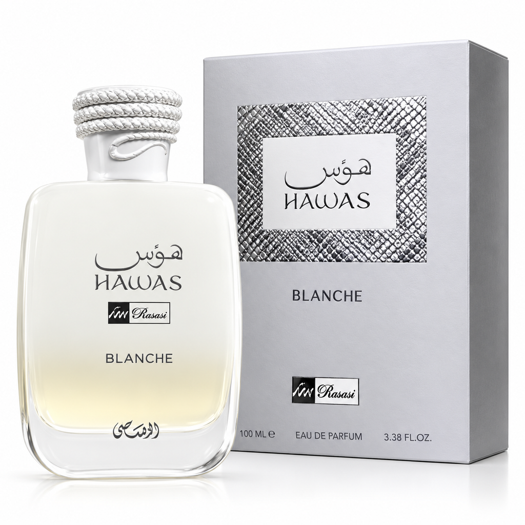 Hawas Blanche Rasasi 100ML – Eau de Parfum Unisex | Manzana, Maderas y Almizcle