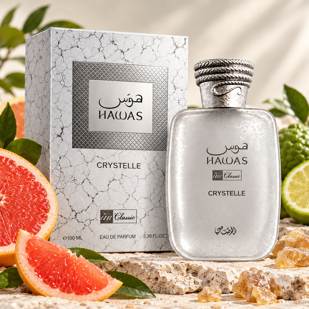 Hawas Crystelle Imrasasi by Rasasi 100ML – Eau de Parfum Unisex | Pomelo, Azafrán y Vainilla
