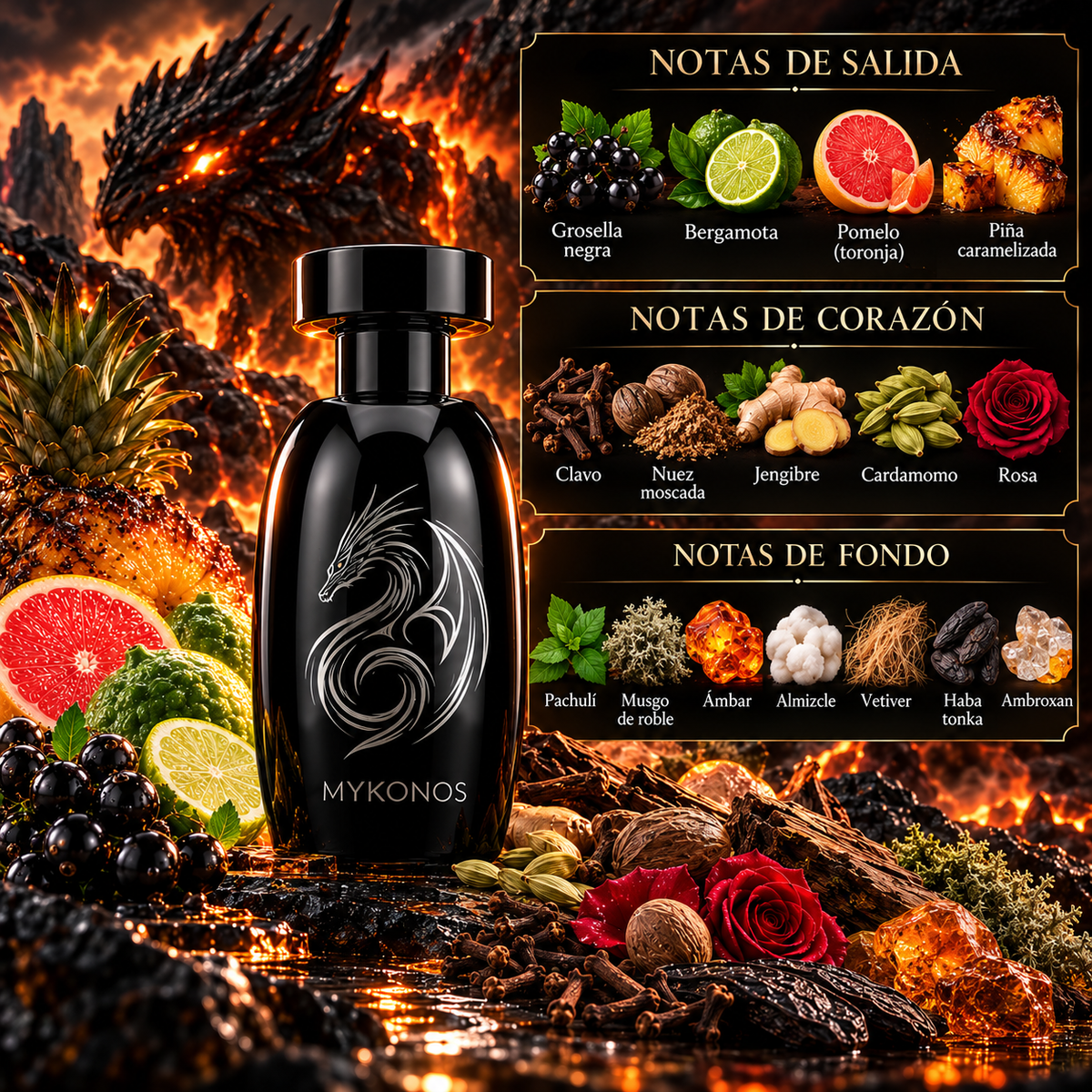 Inferno Mykonos 100ML – Extrait de Parfum Unisex | Amaderado y Especiado